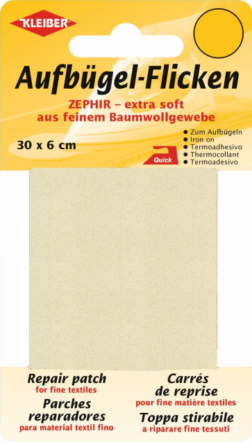 KLEIBER Zephir-Aufbügel-Flicken 30cmx6cm/creme