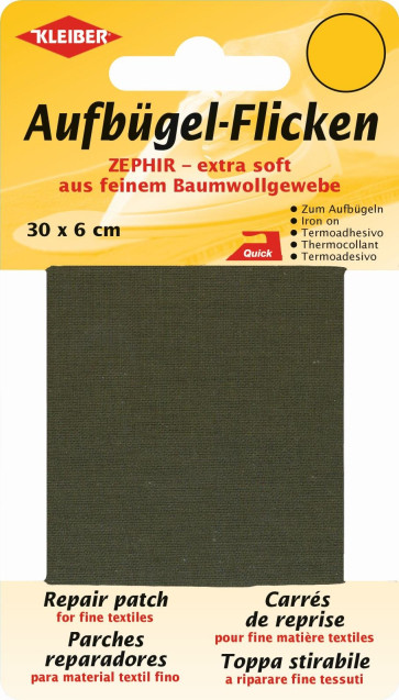 KLEIBER Zephir-Aufbügel-Flicken 30cmx6cm/khaki