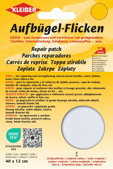KLEIBER Köper-Bügelflicken 40cmx12cm/weiß
