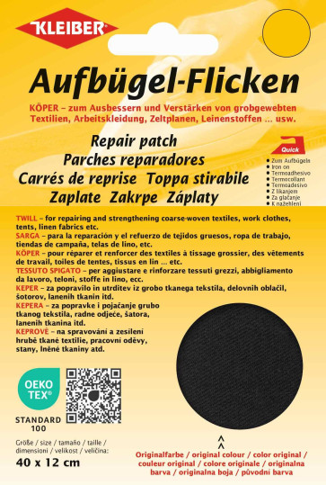 KLEIBER Köper-Bügelflicken 40cmx12cm/schwarz