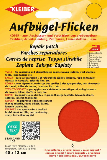 KLEIBER Köper-Bügelflicken 40cmx12cm/rot
