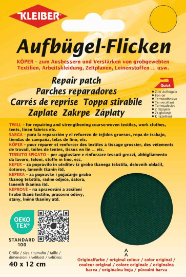 KLEIBER Köper-Bügelflicken 40cmx12cm/grün