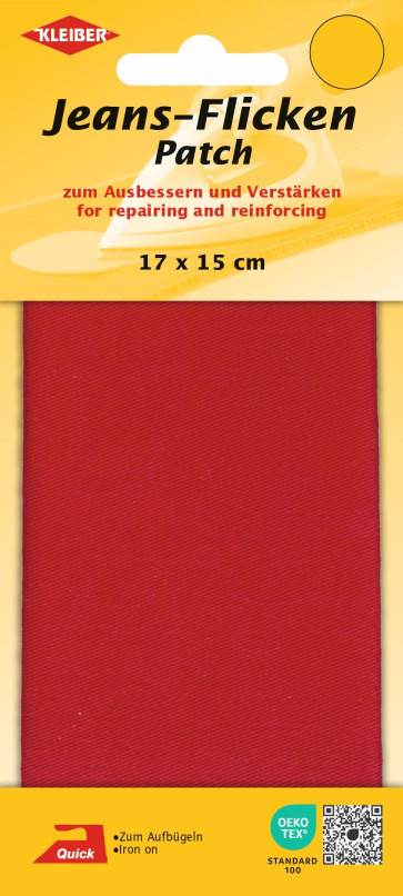 KLEIBER Jeans-Bügelflicken 17cmx15cm/rot