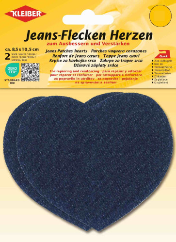 KLEIBER Jeans-Flecken Herzen 2x8,5cmx10,5cm/dunkelblau