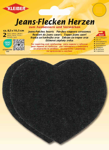 KLEIBER Jeans-Flecken Herzen 2x8,5cmx10,5cm/schwarz