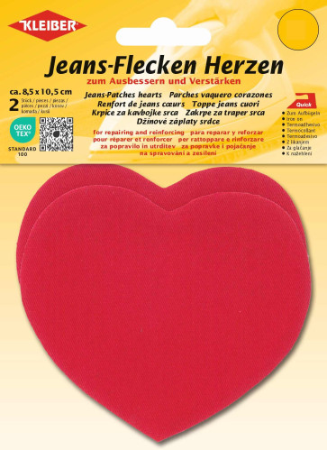 KLEIBER Jeans-Flecken Herzen 2x8,5cmx10,5cm/rot