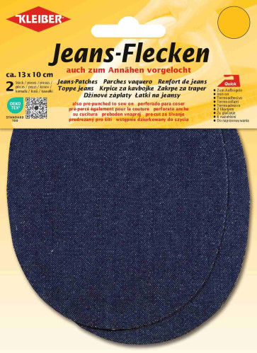 KLEIBER Jeans-Bügelflecken oval 2x13cmx10cm/dunkelblau