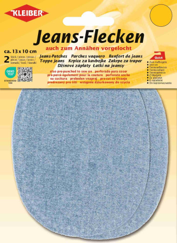 KLEIBER Jeans-Bügelflecken oval 2x13cmx10cm/hellblau