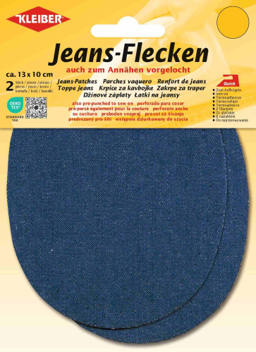 KLEIBER Jeans-Bügelflecken oval 2x13cmx10cm/mittelblau