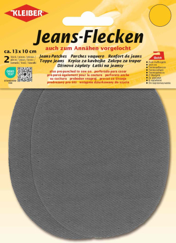 KLEIBER Jeans-Bügelflecken oval 2x13cmx10cm/grau