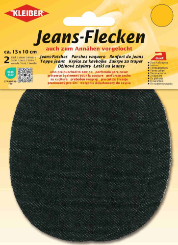 KLEIBER Jeans-Bügelflecken oval 2x13cmx10cm/schwarz