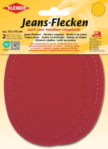 KLEIBER Jeans-Bügelflecken oval 2x13cmx10cm/rot