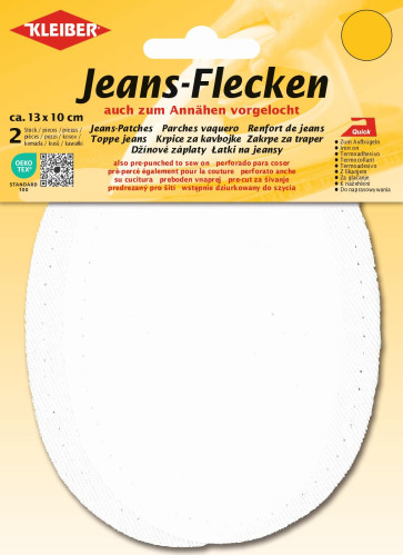 KLEIBER Jeans-Bügelflecken oval 2x13cmx10cm/weiß