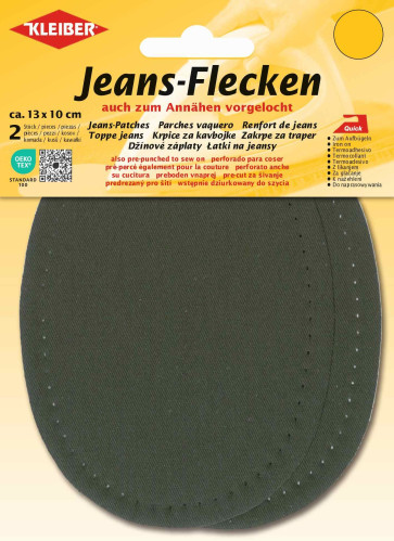 KLEIBER Jeans-Bügelflecken oval 2x13cmx10cm/oliv