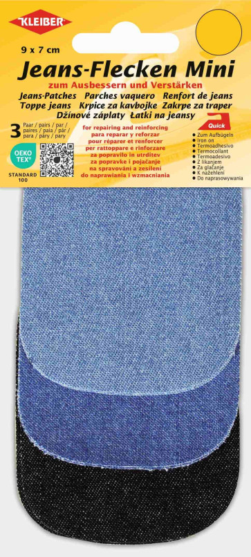 KLEIBER Jeans-Flecken Mini 9x7cm/2xhblau,2xmblau,2xsw