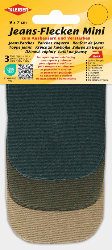 KLEIBER Jeans-Flecken Mini 9x7cm/2xgrün,2xoliv,2xbeige