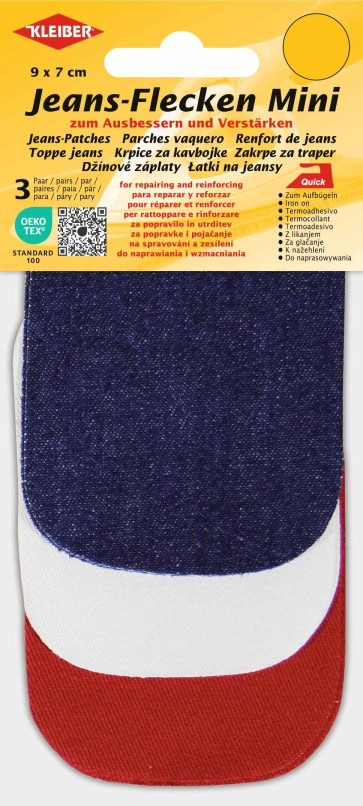 KLEIBER Jeans-Flecken Mini 9x7cm/2xdunkelblau,2xweiß,2xrot