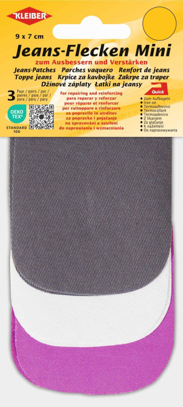 KLEIBER Jeans-Flecken Mini 9x7cm/2xgrau,2xweiß,2xpink