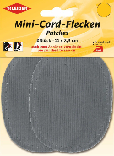 KLEIBER Fein-Cord-Flecken Mini 2x11cmx8,5 cm/hellgrau