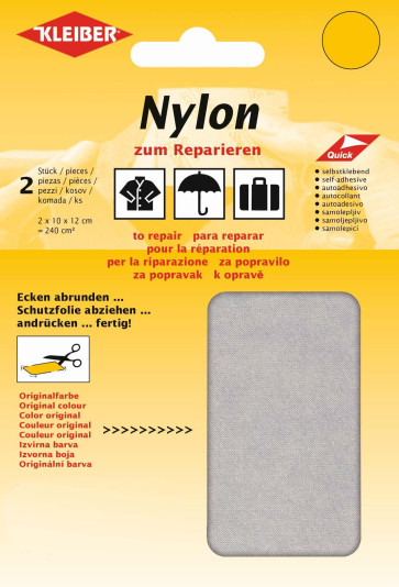 KLEIBER Nylon-Flicken 2x10cmx12cm/hellgrau