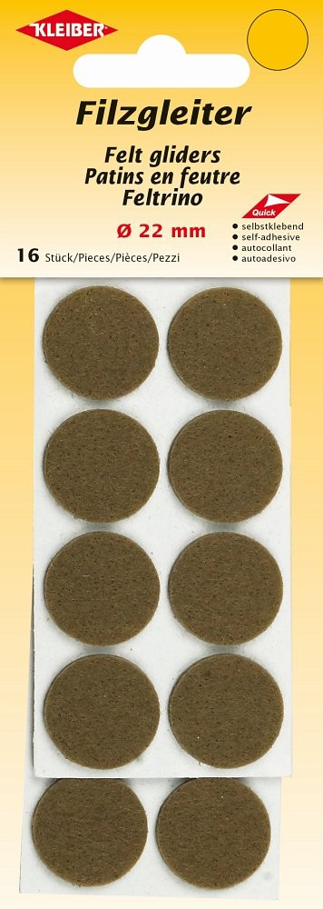 KLEIBER Filzgleiter, selbstklebend 16Stk./Ø22mm/braun