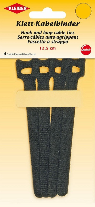 KLEIBER Kabelbinder, Klett 4x12,5cm/schwarz