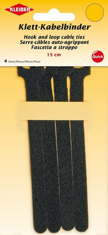 KLEIBER Kabelbinder, Klett 4x15cm/schwarz