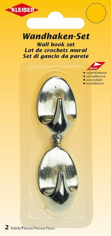 KLEIBER Wandhaken-Set, selbstklebend 2Stk./25mmx41mm/silber