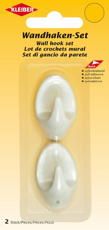 KLEIBER Wandhaken-Set, selbstklebend 2Stk./25mmx41mm/weiß