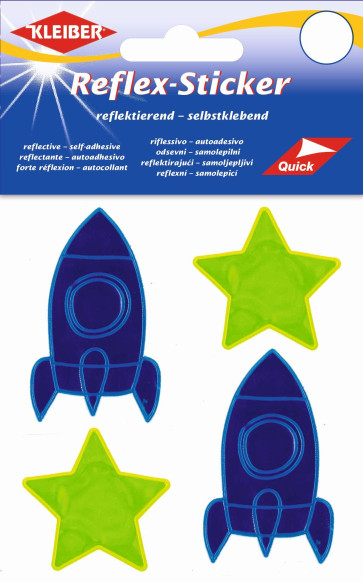 KLEIBER Reflex-Sticker Ø4cmSterngelb/3,5x6cmRaketeblau