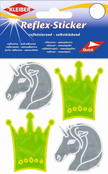 KLEIBER Reflex-Sticker Ø4,5-5,5cm,je2xKronegelb,Pferdsilb.