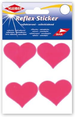 KLEIBER Reflex-Sticker Herzen 4x4,8cmx3,9cm/pink
