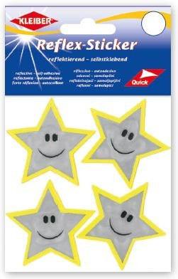 KLEIBER Reflex-Sticker Sterne m. Gesicht /silberm.gelb