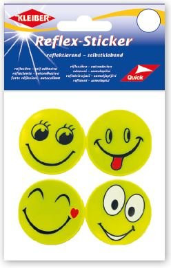 KLEIBER Reflex-Sticker Funny Face 4xØ4,8cm/gelb