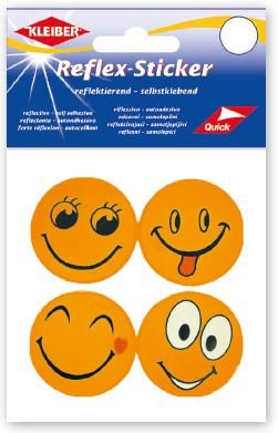 KLEIBER Reflex-Sticker Funny Face 4xØ4,8cm/orange