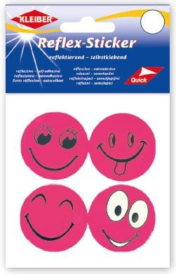 KLEIBER Reflex-Sticker Funny Face 4xØ4,8cm/pink