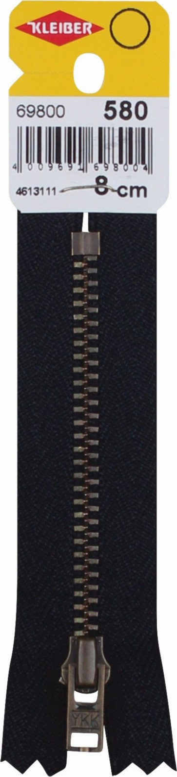 KLEIBER Reißverschluss, Metallschiene 8cmx5mm/sw