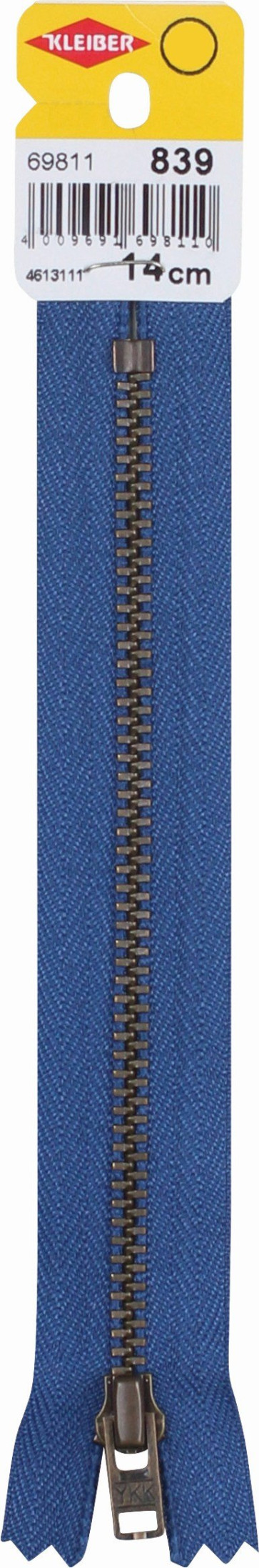 KLEIBER Reißverschluss, Metallschiene 14cmx5mm/jeansblau