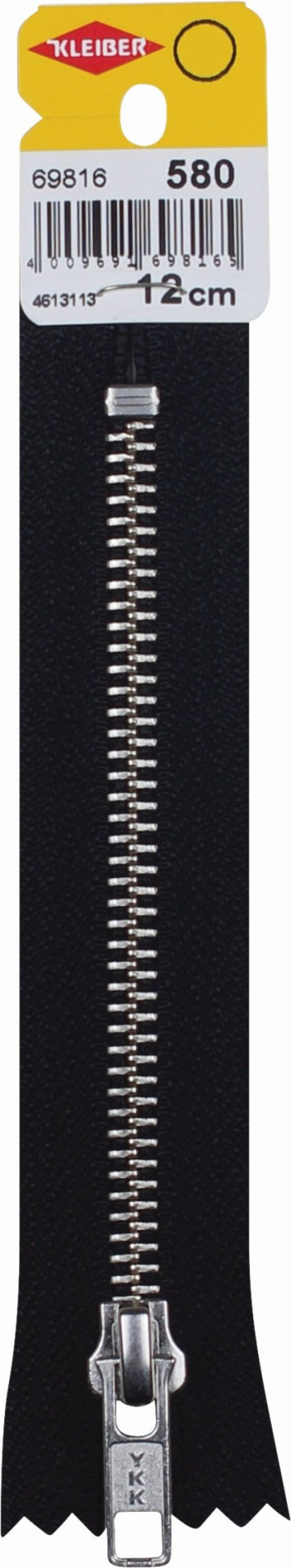 KLEIBER Reißverschluss, Metallschiene 12cmx6mm/sw