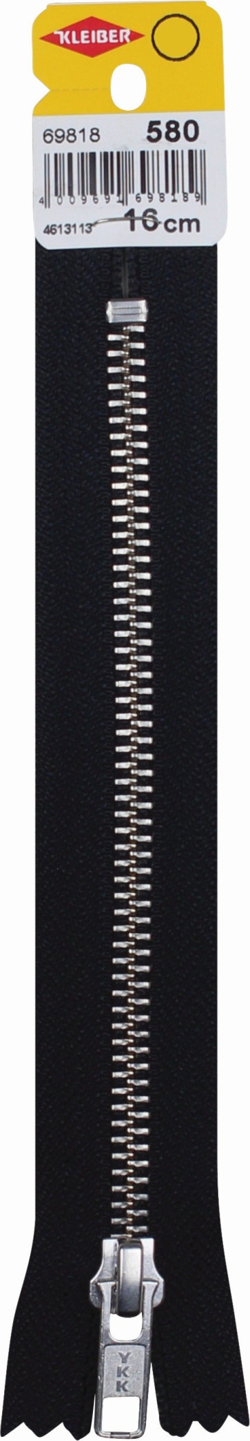 KLEIBER Reißverschluss, Metallschiene 16cmx6mm/sw