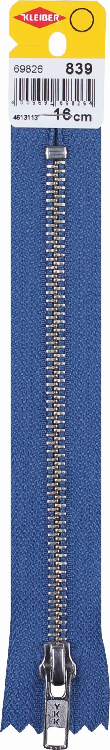 KLEIBER Reißverschluss, Metallschiene 16cmx6mm/jeansblau