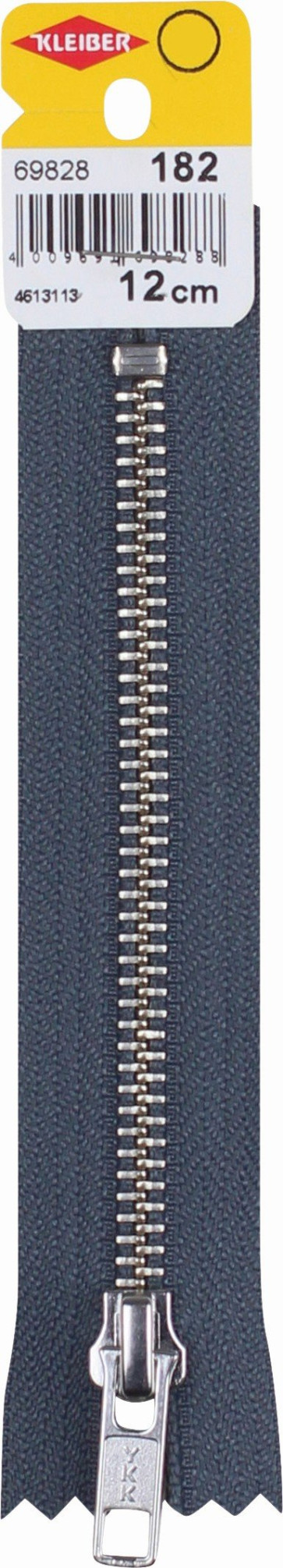 KLEIBER Reißverschluss, Metallschiene 12cmx6mm/schiefergrau