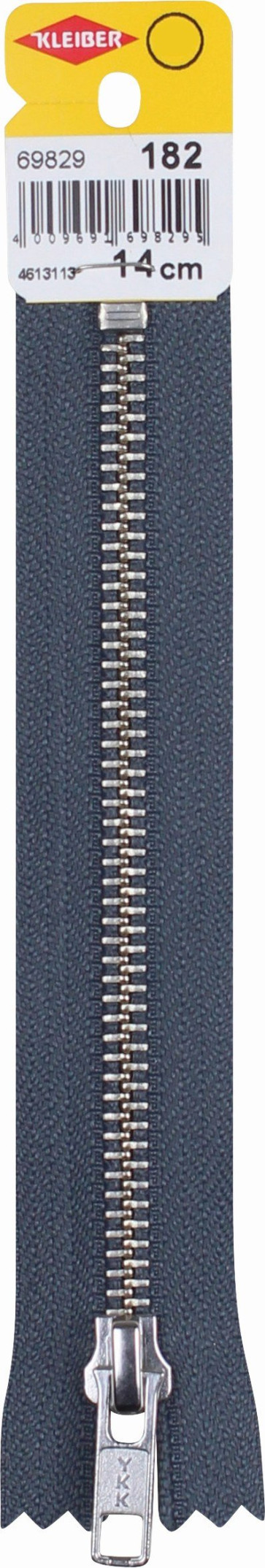 KLEIBER Reißverschluss, Metallschiene 14cmx6mm/schiefergrau