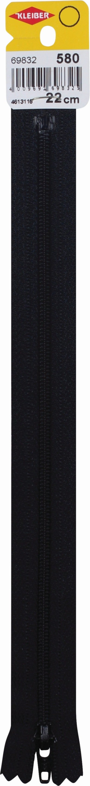 KLEIBER Reißverschluss, Spiralschiene Kunststoff 22cmx4mm/sw