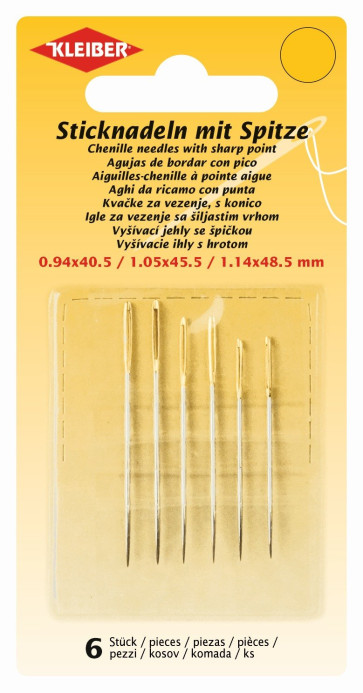 KLEIBER Sticknadeln m. Spitze, m. Goldöhr 6Stk./sortiert