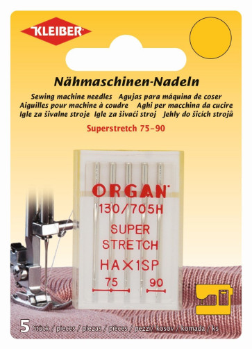 KLEIBER ORGAN Nähmaschinen-Nadeln Super-Stretch/5Stk./75-90