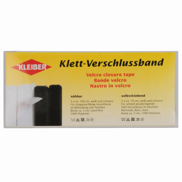 KLEIBER Klett-Verschlussband 4Stk./2x100cm,2x70cm/sw,weiß