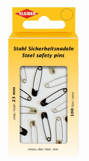 KLEIBER Stahl Sicherheitsnadeln 100Stk./23mm/sw,silber