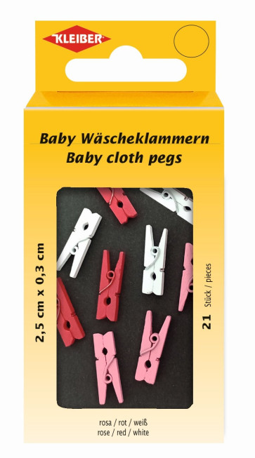 KLEIBER Baby Wäscheklammern 21Stk./rosa/rot/weiß
