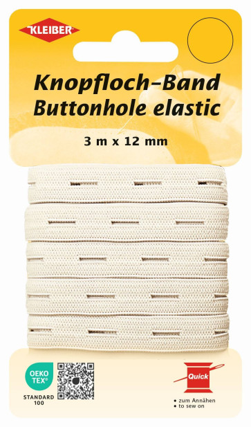 KLEIBER Knopflochband 12mmx3m/weiß